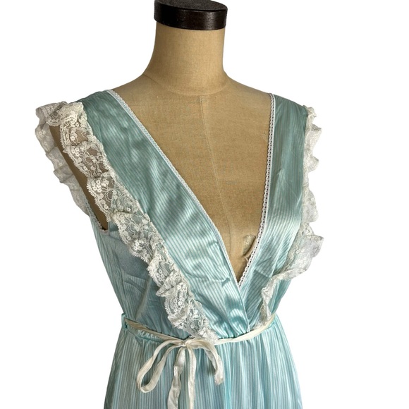 Vintage California Dream baby blue maxi length lingerie SZ M - Picture 2 of 9